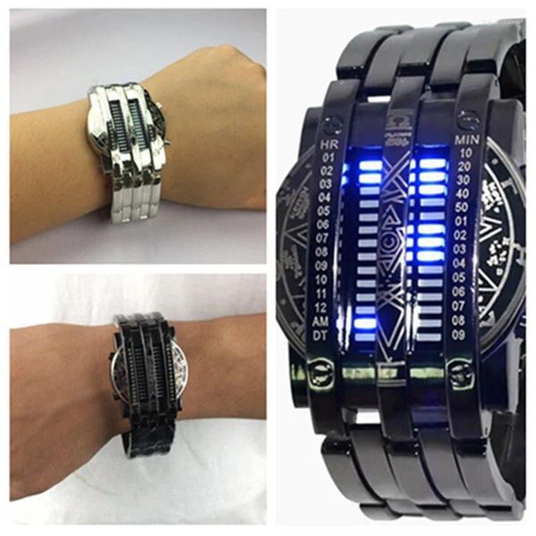 Armbanduhren Mode Sport Schwarz Große Uhr Männer LED Digital Uhren Edelstahl Multifunktionale Elektronische Montre Homme