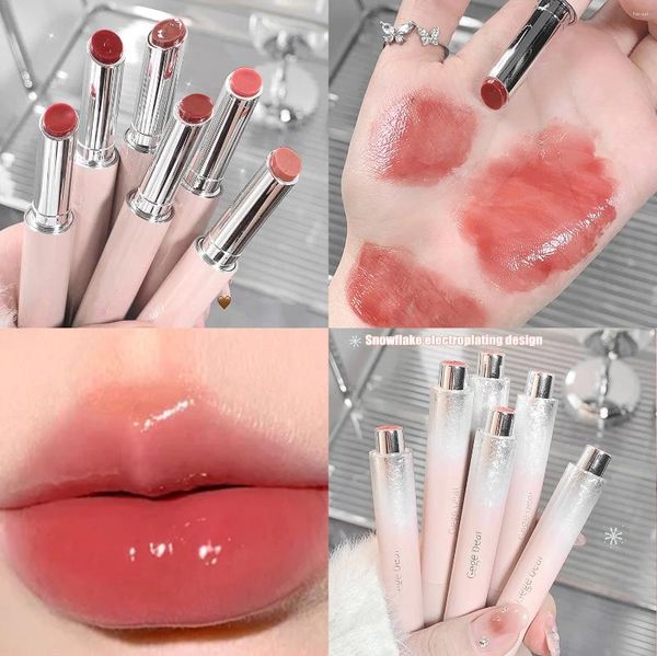 Lipgloss Icy Transparent Solid Glaze Water Light Lipstick Mirror Glass Snowflake Jelly-like Stain Makeup Girl Cosmetic