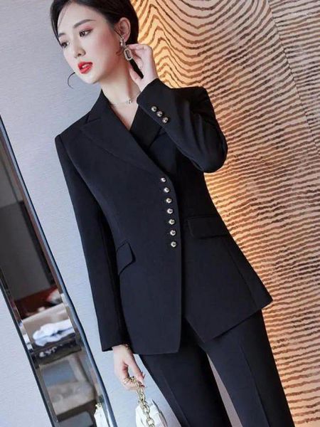 Ternos femininos moda coreana vermelho profissional blazer casaco preto manga longa único breasted terno jaquetas feminino outono inverno 2024