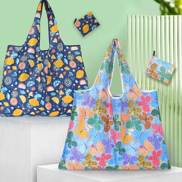 Borse per la spesa Moda Fiore Stampa di frutta Borse da donna Borsa ecologica pieghevole Borsa tote riutilizzabile Organizzatore di generi alimentari Shopper