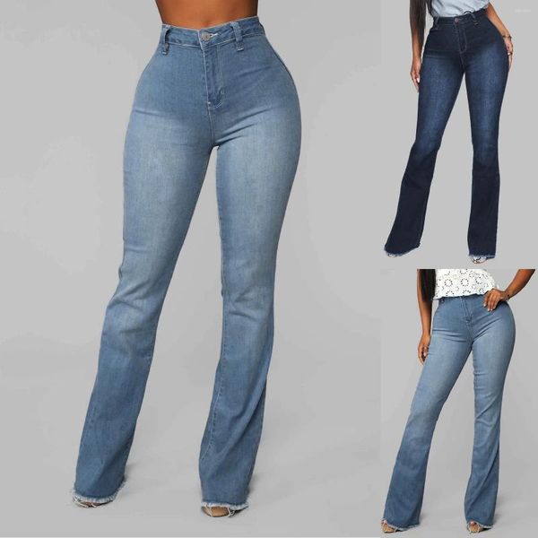 Calças femininas escritório senhora skinny jeans mulheres sexy booty levantamento alto elástico flare para slim fit calças jeans com bolsos