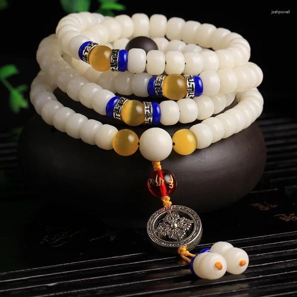 Filo autentico Hainan Bodhi Root 108 perline Bracciale tibetano lucido Coppia di semi