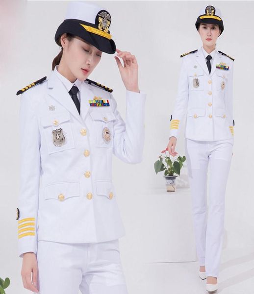 International Navy Donna uniforme yacht di lusso Captain Clothing Global US Europe Navy cena festa Indumento adatto alle prestazioni Madam3994642