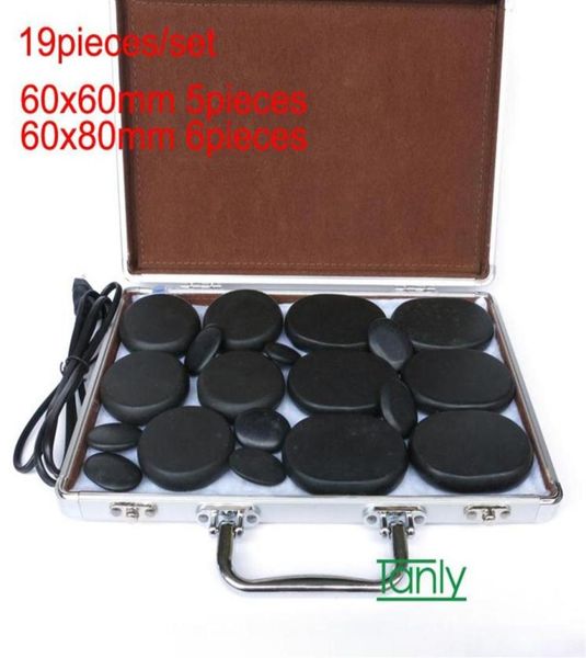 19pcs Set Masaj Taşları Masaj Lav Doğal Enerji Masaj Taş Seti Spa Spa Kaya Basalt Taş Isıtıcı Box234Z6613896