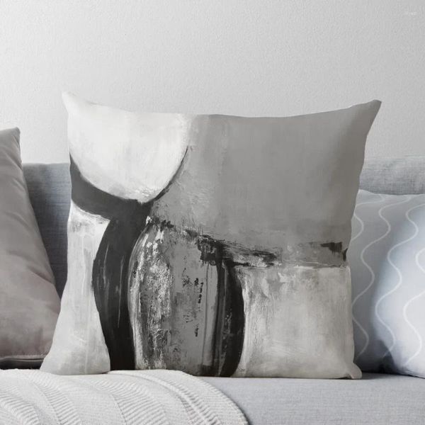 Подушка черно-бело-серая абстрактная декоративная крышка для дивана S