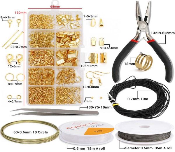 Accessori in lega Risultati dei gioielli Set Strumenti per la creazione di gioielli Rame Anelli per saltare aperti Gancio per orecchini Kit per la creazione di gioielli Kit1392083