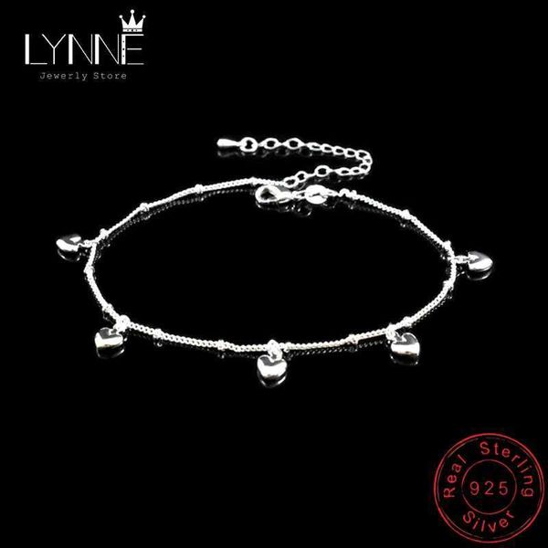 Cavigliere New Fashion Argento sterling 925 Semplice squisito ciondolo a forma di cuore Cavigliere Gioielli da donna Regalo di compleanno Braccialetti a catena per piedi estivi YQ240208