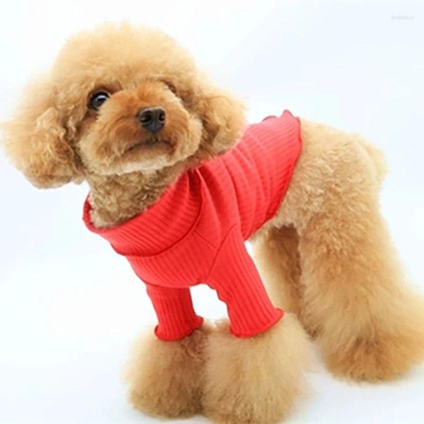 Abbigliamento per cani Camicia base per animali domestici Teddy Cat Bixiong Bomei Schnauzer Piccoli vestiti Collo alto Maglione elasticizzato Orlo