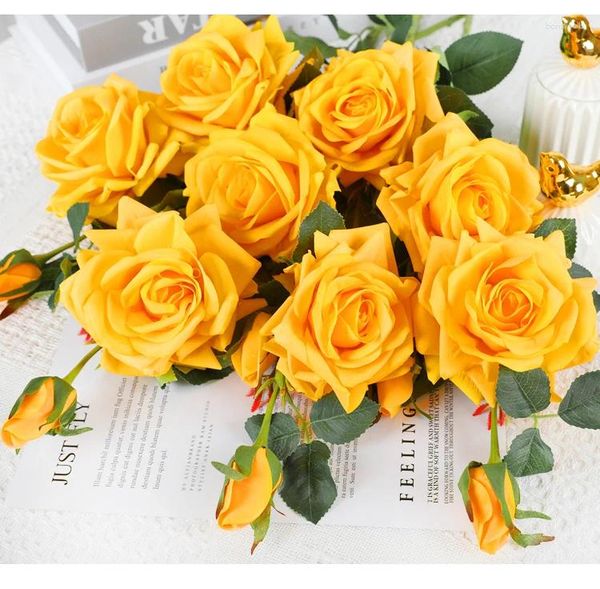 Fiori decorativi Fiore artificiale Rosa 68 cm Rose Real Touch per bouquet fai da te Decorazioni per la casa per feste di matrimonio