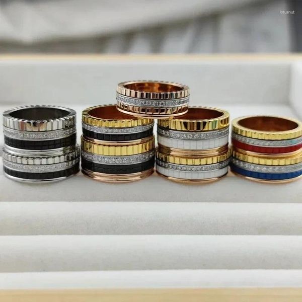 Cluster Rings European Luxury Jewelry With Multi-color Rotating Gear Fashionable Women's And Men's Anniversary Parties Couple Gifts