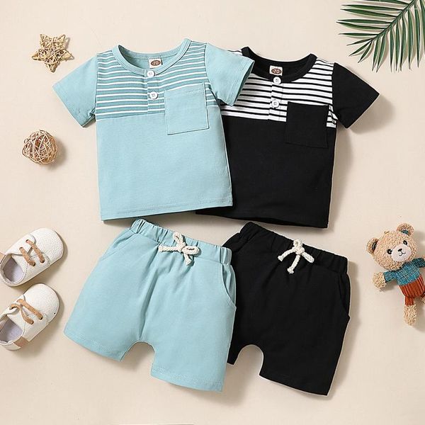 Kleidungssets Citgeesummer Kleinkind Baby Boys Shorts Set Kurzarm gestreiftes T-Shirt Elastic Taille Outfit Kleidung