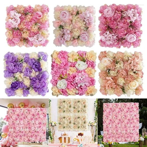 Flores decorativas artificial rosa painel de parede 3d floral pano de fundo para casamento chá de panela bebê diy quadrado pogal
