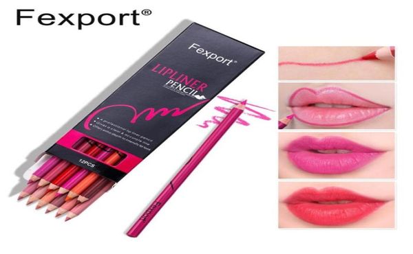 Fexport 6 cores Suave Cor Nu Lápis Labial Matte Lipliner Lápis Lotes À Prova D 'Água Maquiagem Lábios Batom Fosco Lip Liner Pen981232714989