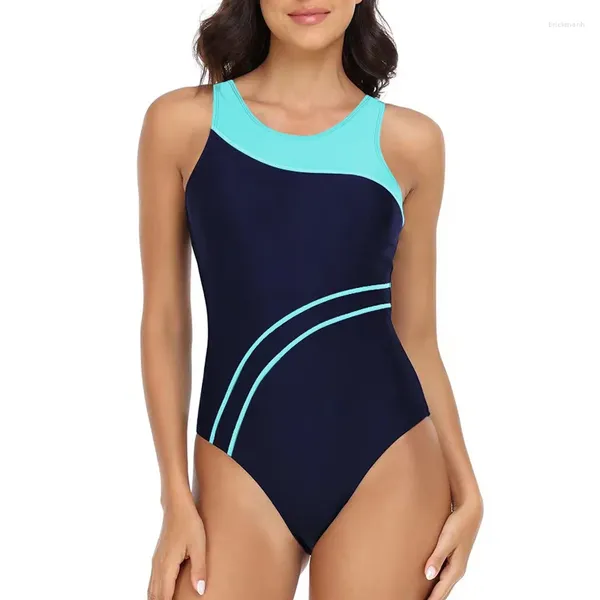 Costume da bagno da donna Tinta unita Splicing Body 2024 Costume intero da donna Costume da bagno sportivo professionale Costume da bagno Backless Beach