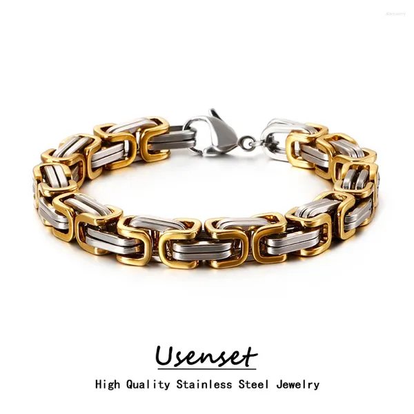 Link Pulseiras USENSET Correntes Bizantinas Pulseira 304 Aço Inoxidável Masculino Artesanal PVD Banhado A Ouro À Prova de Ferrugem Jóias Presentes