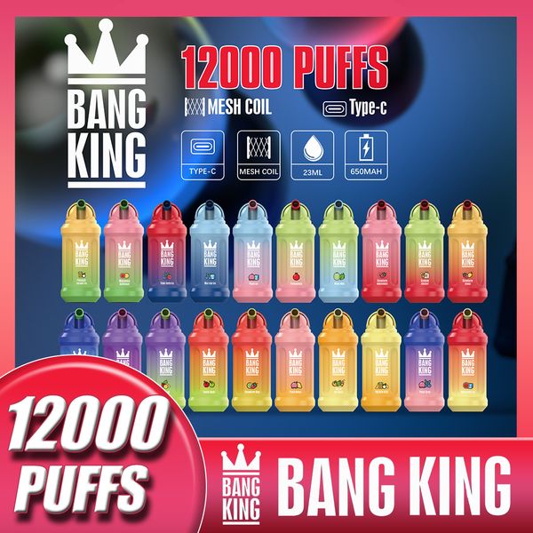 Original bang king 12000 puffs 12k vape descartável digital bang vapes bateria recarregável pré-cheia pods cartucho vaper vape desechable vapme puff shisha