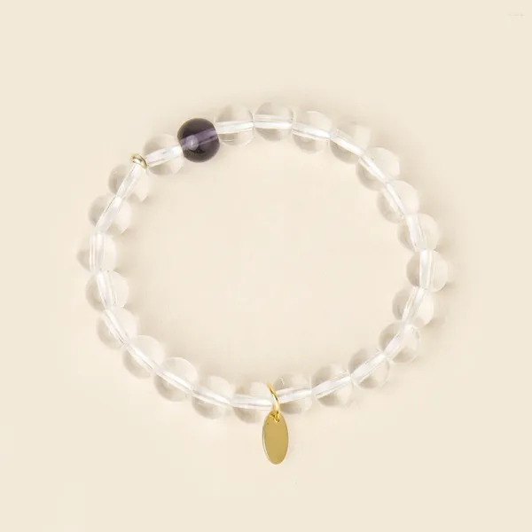 Браслет OAIITE 8 мм, высокое качество, прозрачное стекло, модный браслет, женский браслет для йоги, медитации, фиолетовый, подарок из бисера друзьям