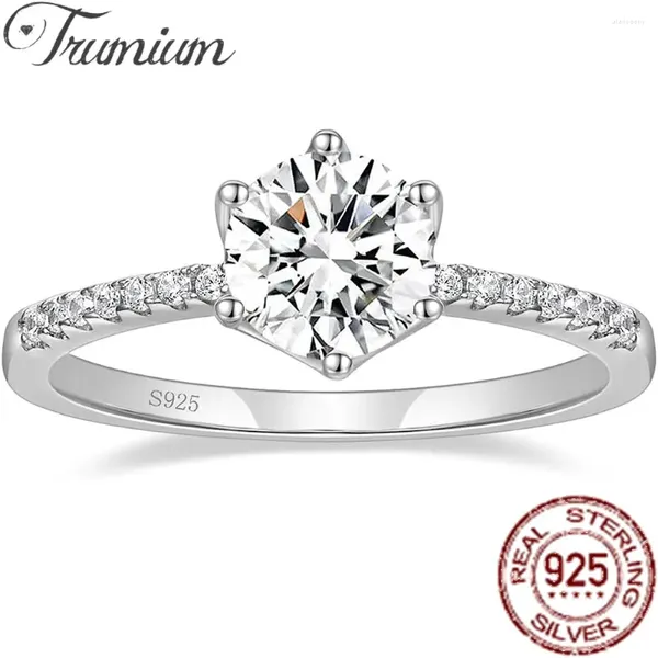Кольца кластера Trumium 1,2 карата, высочайшее качество, стерлинговое серебро 925 пробы для женщин, элегантное круглое сверкающее 5a CZ обручальное кольцо, обручальное ювелирное изделие, подарок