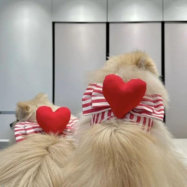 Collari per cani Pettorina carina a forma di cuore Fiocco grande Corda per gatti Piccola e guinzaglio Set Vestiti Po Accessori Mascotte