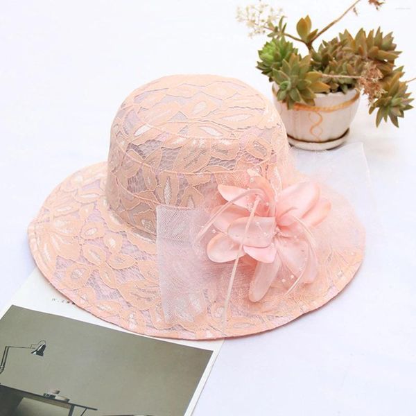 Cappelli a tesa larga da donna in pizzo a rete cappello da bacino fiore grande visiera parasole pescatore per le donne piscina effing cuocere naturale