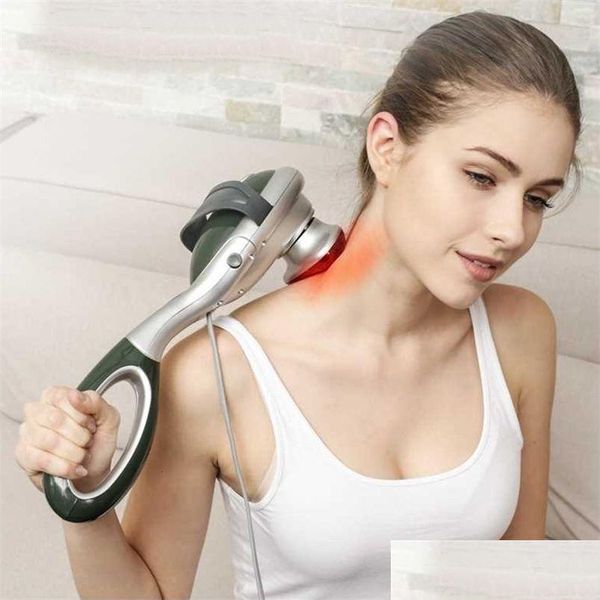 Massageador de corpo inteiro Fl Masr Handheld Electric Aquecido Stick Infravermelho Pescoço Voltar Mas Cintura Cervical Martelo Vibração L230625 Drop Delive Dhkxo