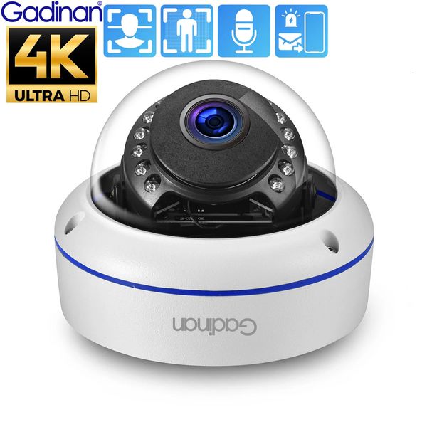 Gadinan H.265AI Ultra HD 4K POE Câmera Face Detect Dome Outdoor 8MP 5MP Áudio IP Câmera IR Night Vision para Sistema de Vigilância 240126