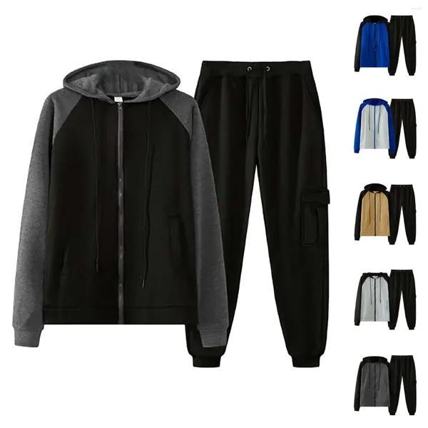 Herren-Trainingsanzüge, modisch, lässig, Reißverschluss, Kapuzen-Sweatshirt, junge Herren, Smoking-Anzüge, Heimkehr-Outfits für Teenager, Jungen-Anzug, moderne Passform