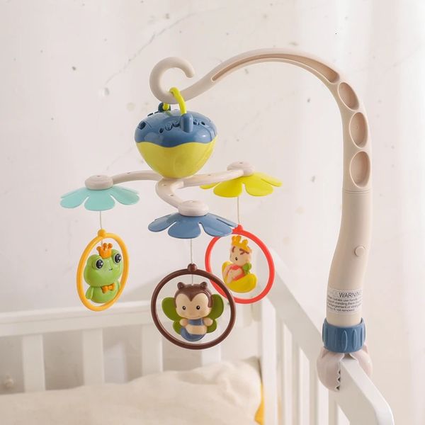 Bebê berço móvel animal cama sino chocalho brinquedos vem com caixa de música girando cama sino nascido pendurado brinquedos berço suporte presentes do bebê 240118