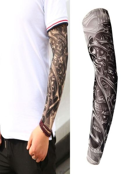 Kit maniche braccio tatuaggio finto teschio unisex Accessori copertura mano protezione solare di alta qualità 1Pc8845405