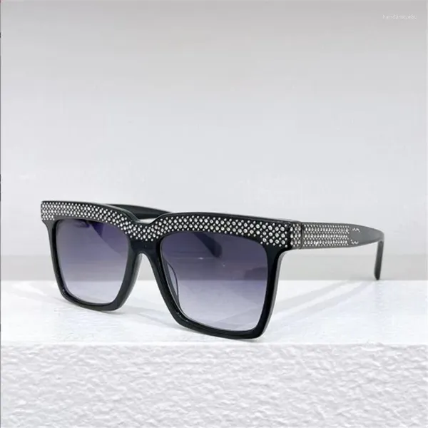 Sonnenbrille mit integriertem, augenbrauenförmigem Diamant-Intarsien-Quadrat-Ozean-Patch, modisch für Damen und Herren
