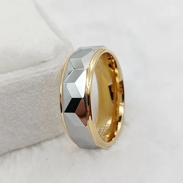 Anéis de casamento Real anel de carboneto de tungstênio multi facetado designer de moda jóias espelho brilhante amor casais para homens e mulheres