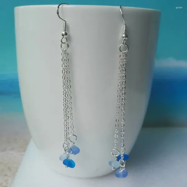 Brincos SanLan 12 peças praia azul mar vidro joias de casamento presente de dama de honra para seu aniversário