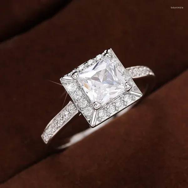 Fedi nuziali CAOSHI Splendido anello con taglio principessa quadrato CZ Anello femminile di moda promessa Gioielli Fascia da sposa Accessori di fidanzamento da donna