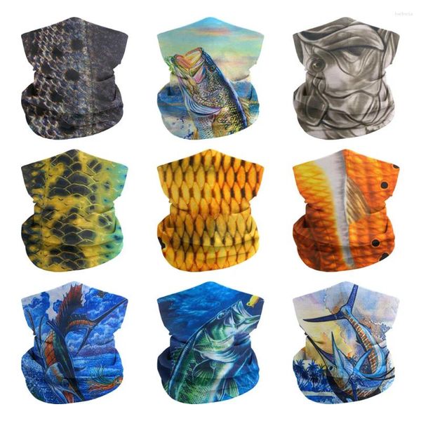 Bandanas, Fischschuppen-Muster, Halsmanschette zum Angeln, Schlauch, Radfahren, Schal, Wandern, Laufen, UV-Schutz, Gesichtsbandana, Herren-Stirnband, Sturmhaube