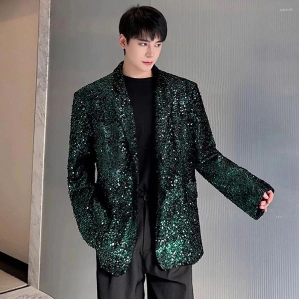 Abiti da uomo Uomo Paillettes Sfilata di moda teatrale Costumi Allentato Casual Giacca vintage Giacca Blazer Uomo Blazer oversize Cappotto Abiti da spettacolo