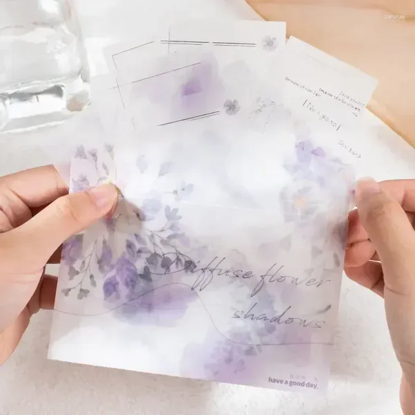 20 folhas material almofada de papel difusa flor sombra fundos manual notas corte etiqueta transparente impermeável 135 110mm