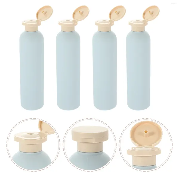 Garrafas de armazenamento de plástico shampoo espremer loção vazia recarregável recipientes de viagem cremes condicionador azul claro