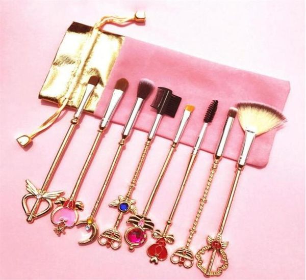 Sailor Moon 8-teiliges Make-up-Pinsel-Set, Cardcaptor Sakura, professionelle Make-up-Pinsel, Lidschatten, Foundation, Rouge, Kosmetikpinsel-Set, dr5808346