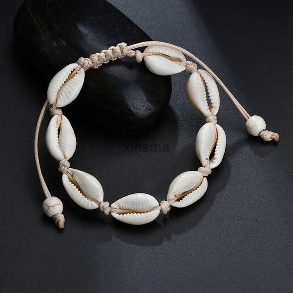 Fußkettchen Bohemia Natural Shell Fußkettchen für Frauen Fußschmuck Sommer Strand Barfuß Armband Knöchel am Bein Chian Knöchelriemen Zubehör YQ240208