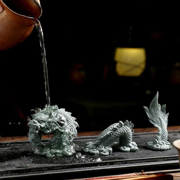 Arenaria verde Drago cinese Ornamento Creativo Tea Pets Micro Paesaggio Fish Tank Bonsai Decorazioni per la casa 240130