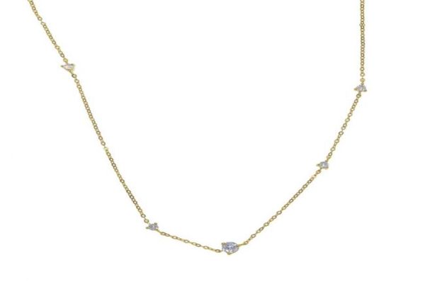 Triângulo cz cristal feminino gargantilha colares pingentes 100 925 prata gotejamento cz estação gota ouro delicado simples jóias55063512306339