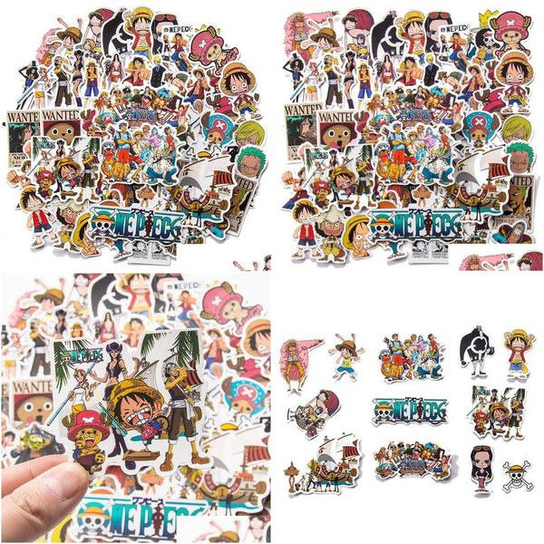 Автомобильные наклейки One Piece для бутылок с водой 50 шт. Мультфильм Луффи наклейка Дети Подростки Реклама Прямая доставка Мобильные телефоны Мотоциклы Внешние аксессуары Dh8L1