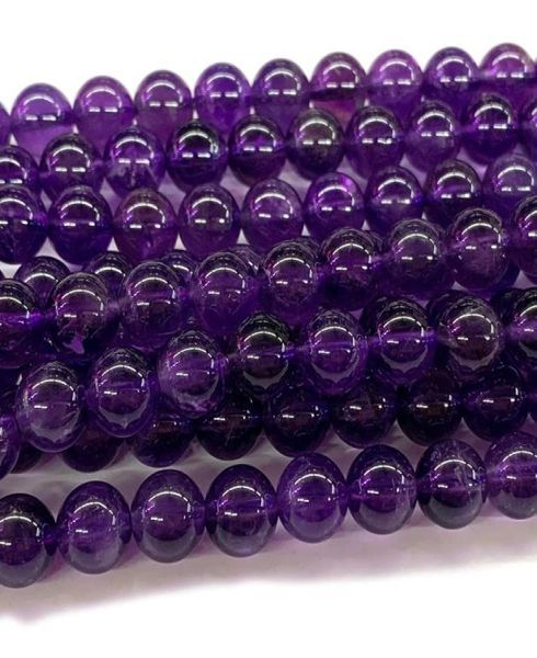 Круглые каменные бусины из цельного натурального аметиста, фиолетовые кристаллы, 318 мм, подходят для ювелирных изделий, ожерелий или браслетов «сделай сам», 155 дюймов, 09048008
