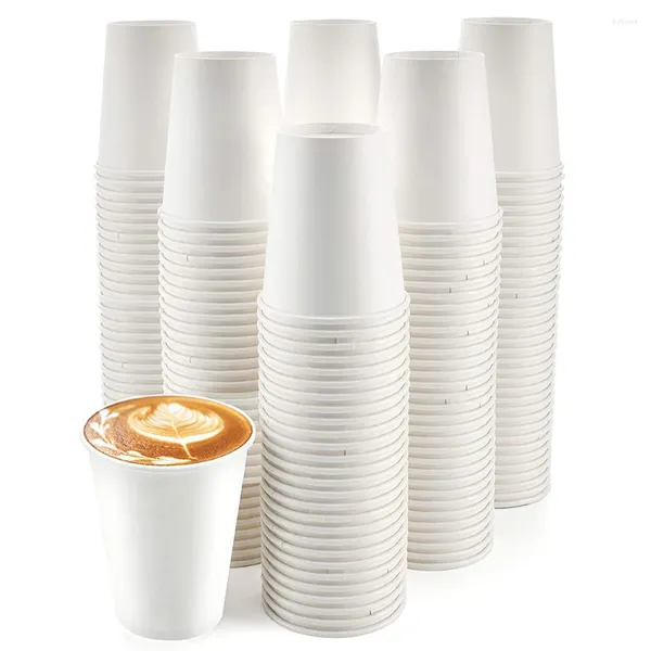 Copos descartáveis canudos 50pcs 8oz copo de papel branco é adequado para café, chá ou chocolate, uso muito doméstico e de escritório