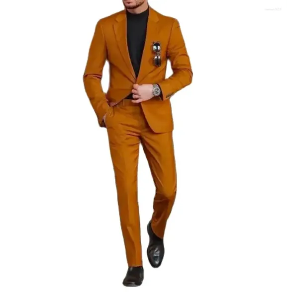 Abiti da uomo Blu/Verde/Champagne Pantaloni blazer con risvolto tacca Abiti da uomo Completi formali slim fit 2 pezzi Giacca pantaloni personalizzati Abiti da festa