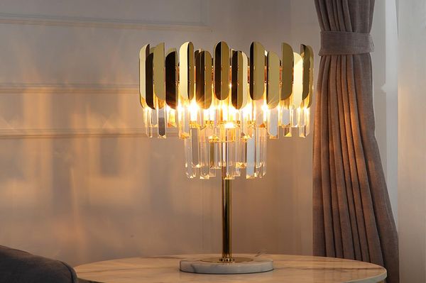 Modern crystal table lamp bedroom bedside lamp stainless steel gold luxury living room decoration table lamp3459248