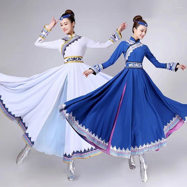 Traje de dança feminina estilo étnico moderno mongol em arte popular nacional