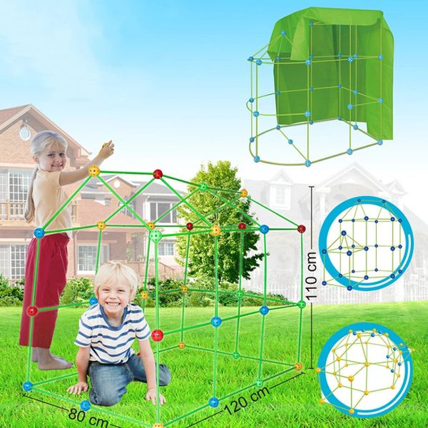 Творческие строительные блоки «Форт», домашняя палатка, кирпичный комплект, детские игры с мячом «сделай сам», развивающие игрушки для детей, подарки 240202