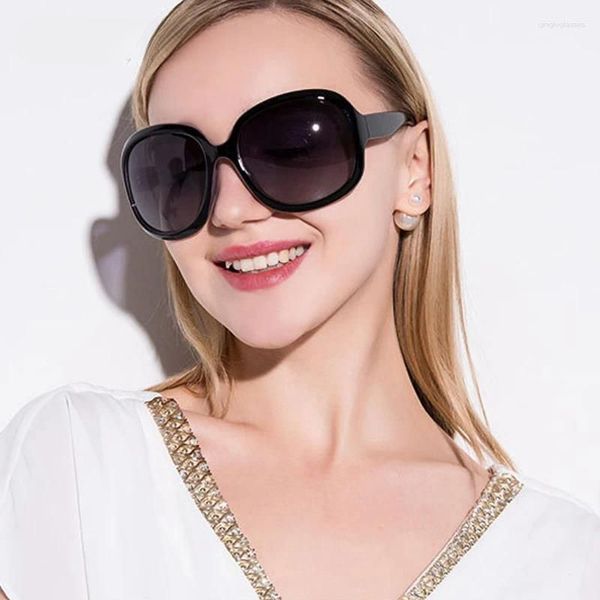 Sonnenbrille FUQIAN Marke Design Elegante Polarisierte Übergroße Runde Frauen Einfache Mode Große Kunststoff Damen Sonnenbrille UV400