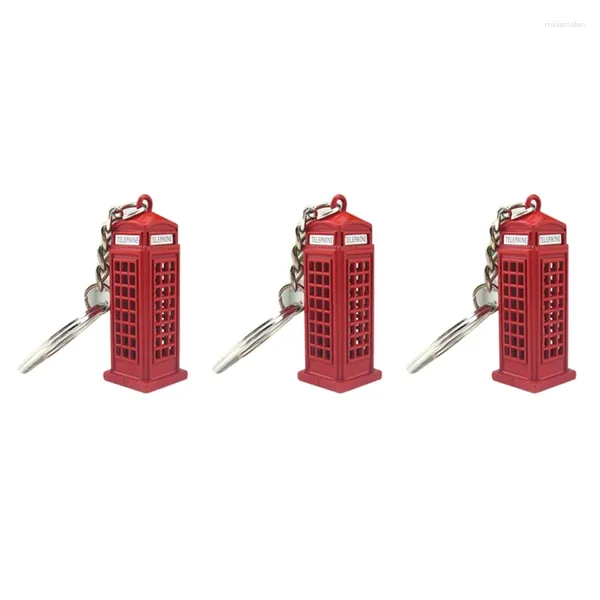 Chaveiros 3x Vintage Cabine de Telefone Britânico Miniatura Londres Carro Chaveiro Diecast Chaveiro Presente para Mulheres Meninas